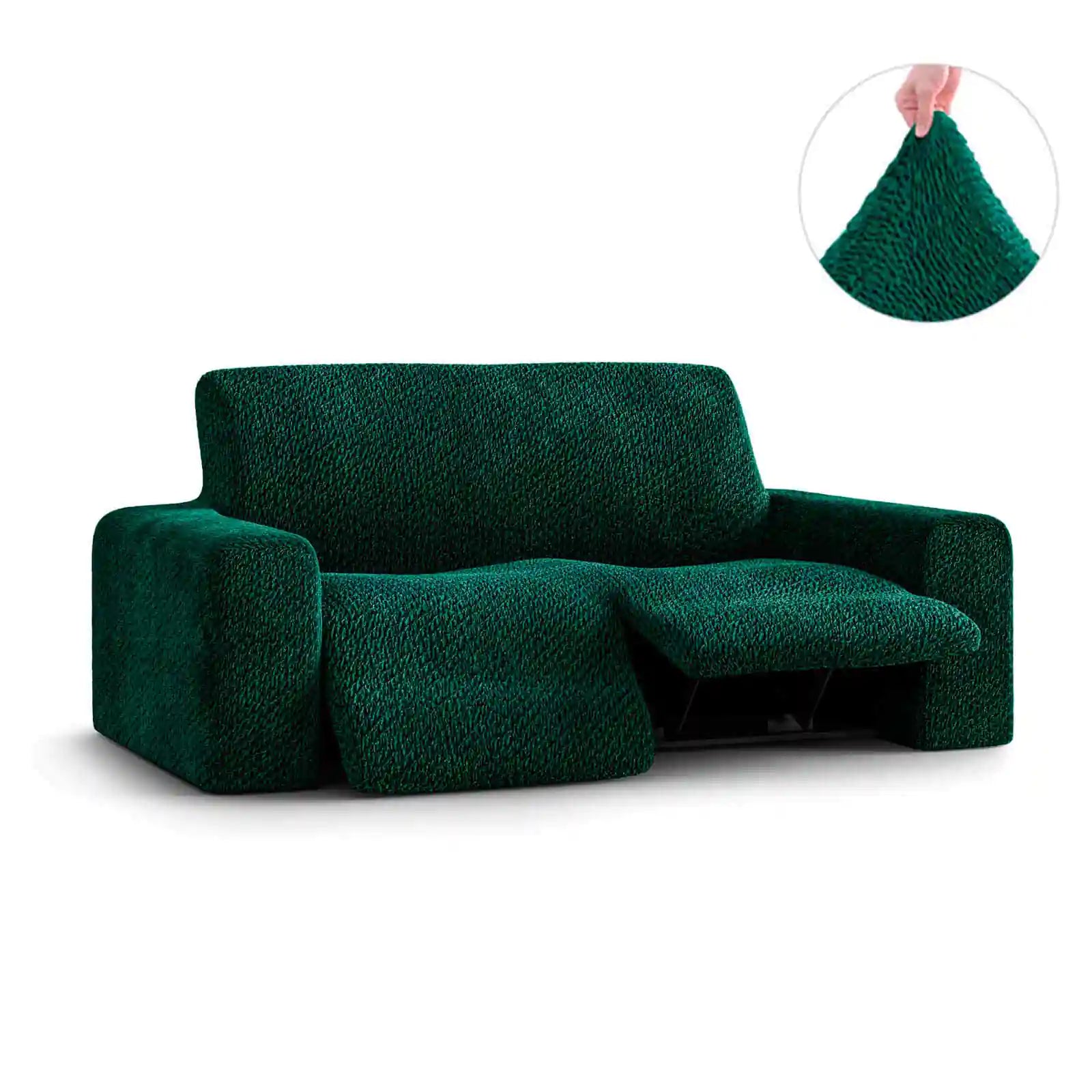 2 Seater Recliner Sofa Cover - Green, Velvet